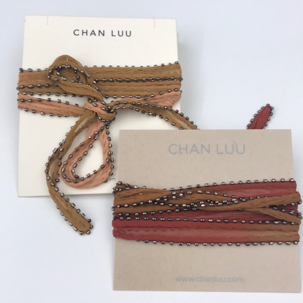 Lot of 2! Chan Lu beaded neckties ANTHROPOLOGIE